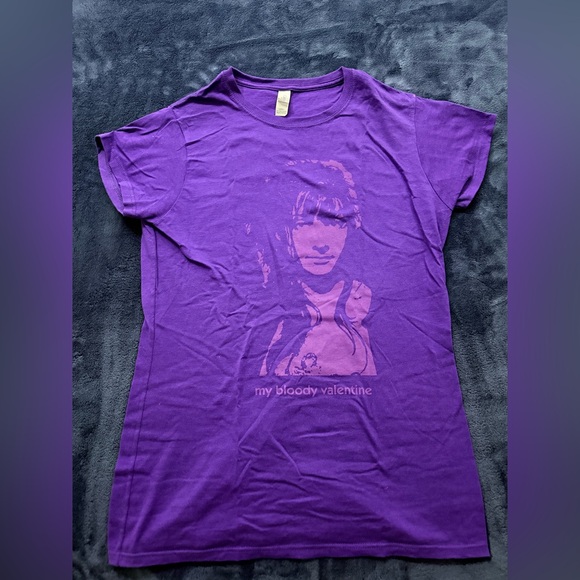 MY BLOODY VALENTINE MBV PURPLE OFFICIAL SHIRT SHOEGAZE RARE SIZE Large Ladies - Picture 1 of 6